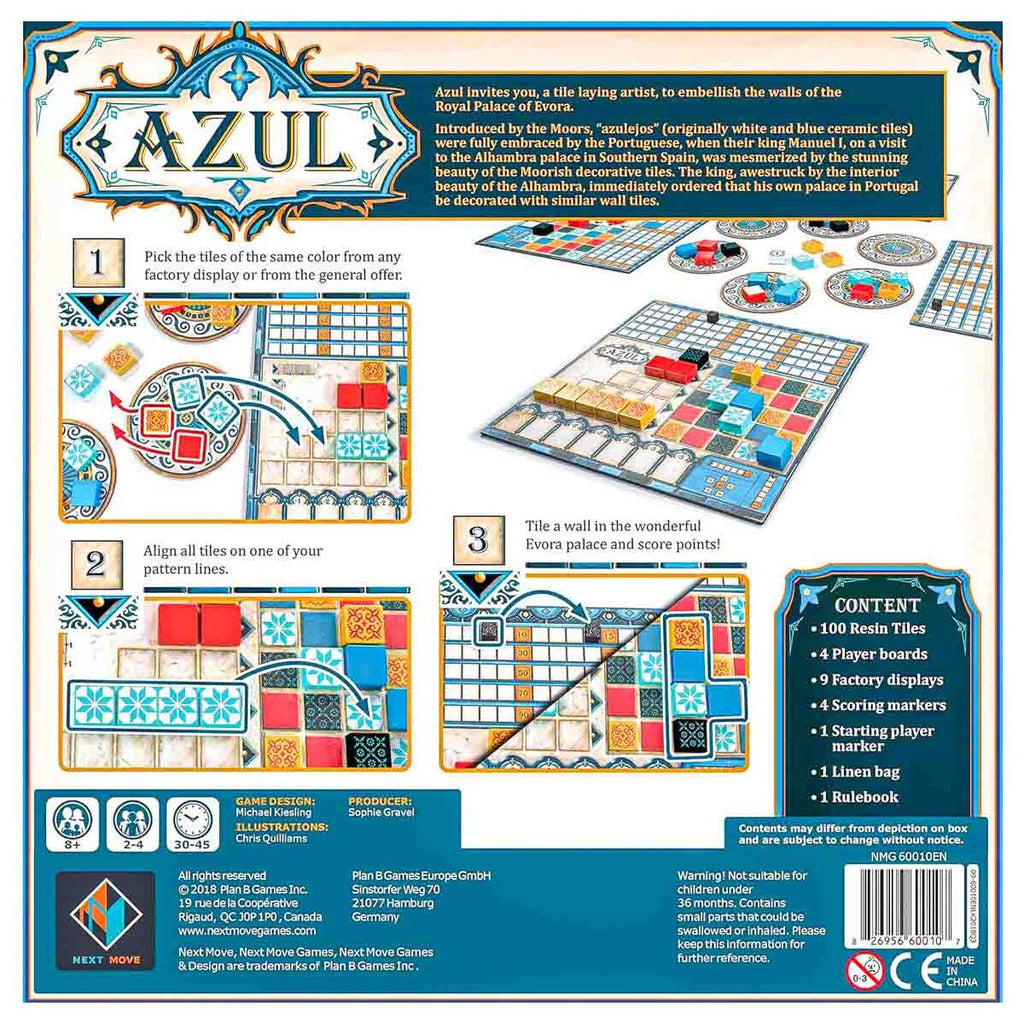 Azul - Award€‘Winning Tile€‘Laying Strategy Board Game for 2-4 Players