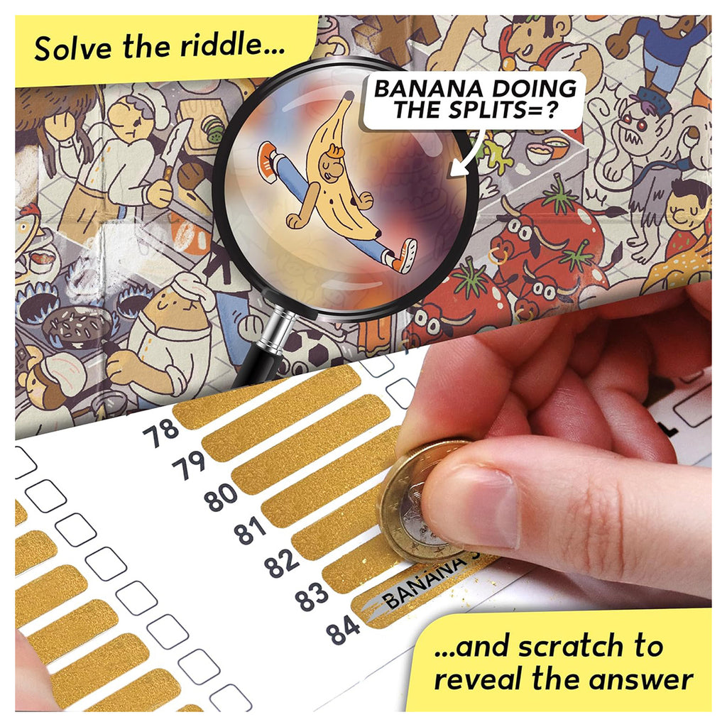Riddle Pics Food Edition scratch‑off checklist poster