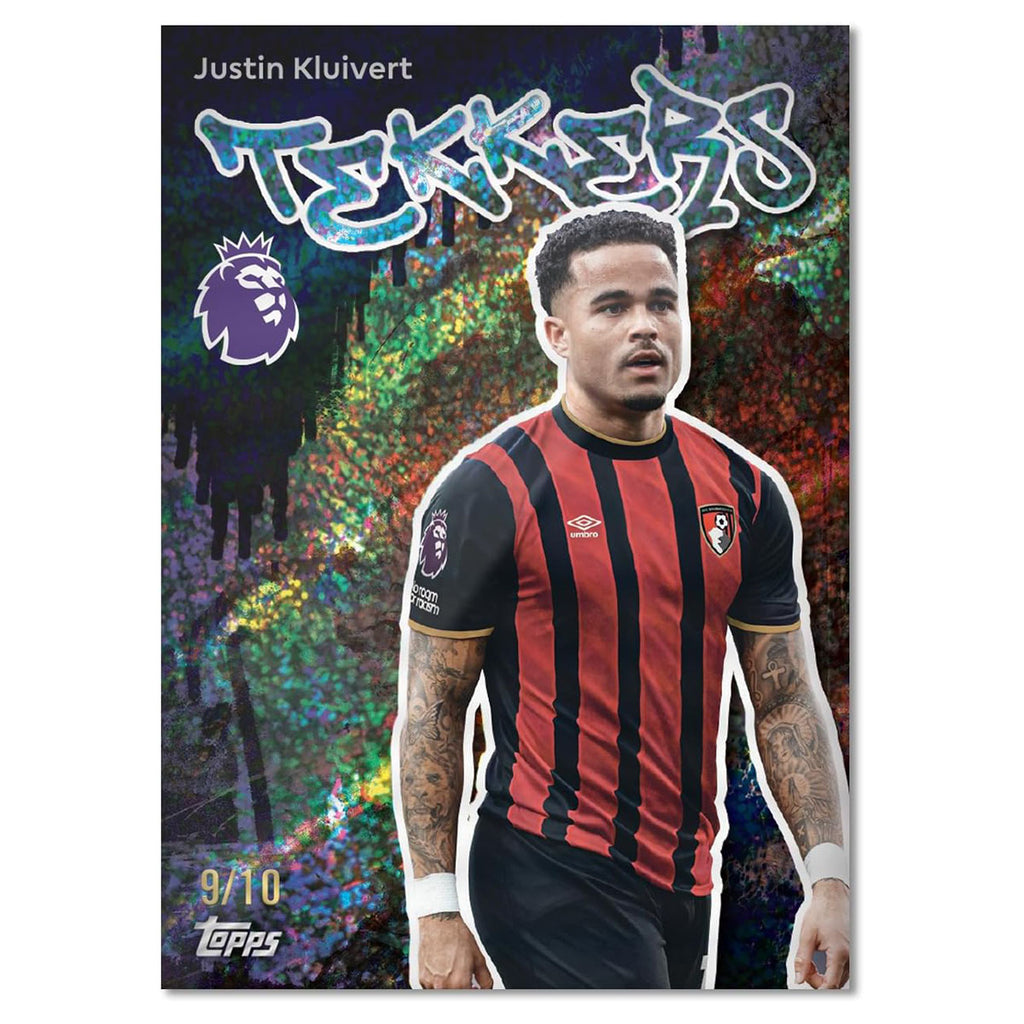 Premier League football trading cards close-up