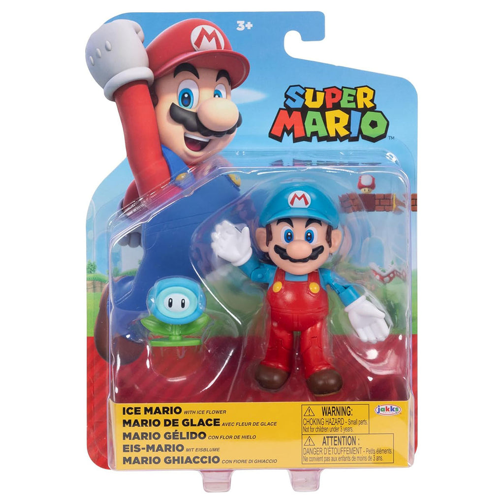 Super Mario Ice Mario with Ice Flower 4" Figure