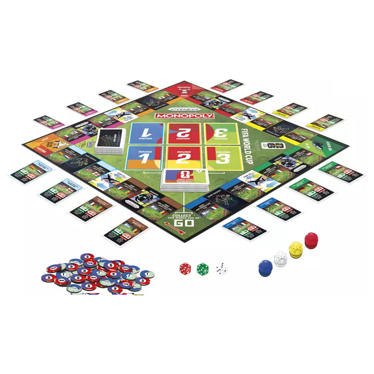 Monopoly FIFA football edition gameplay board and tokens setup
