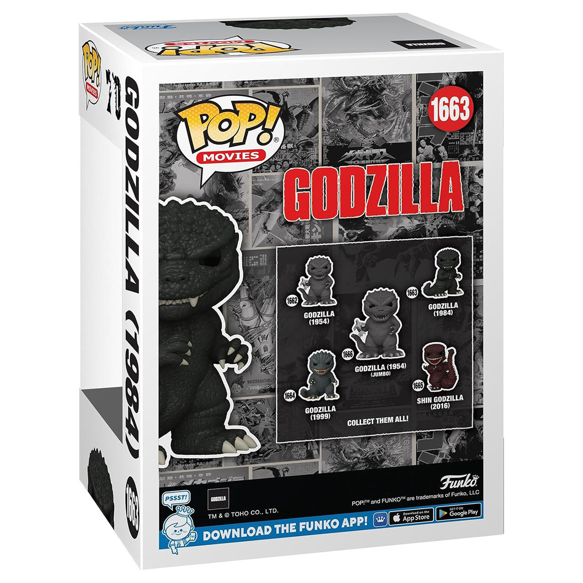 Funko Pop! Movies: Godzilla 70th Anniversary: Godzilla (1984) Vinyl Figure with Chase #1663