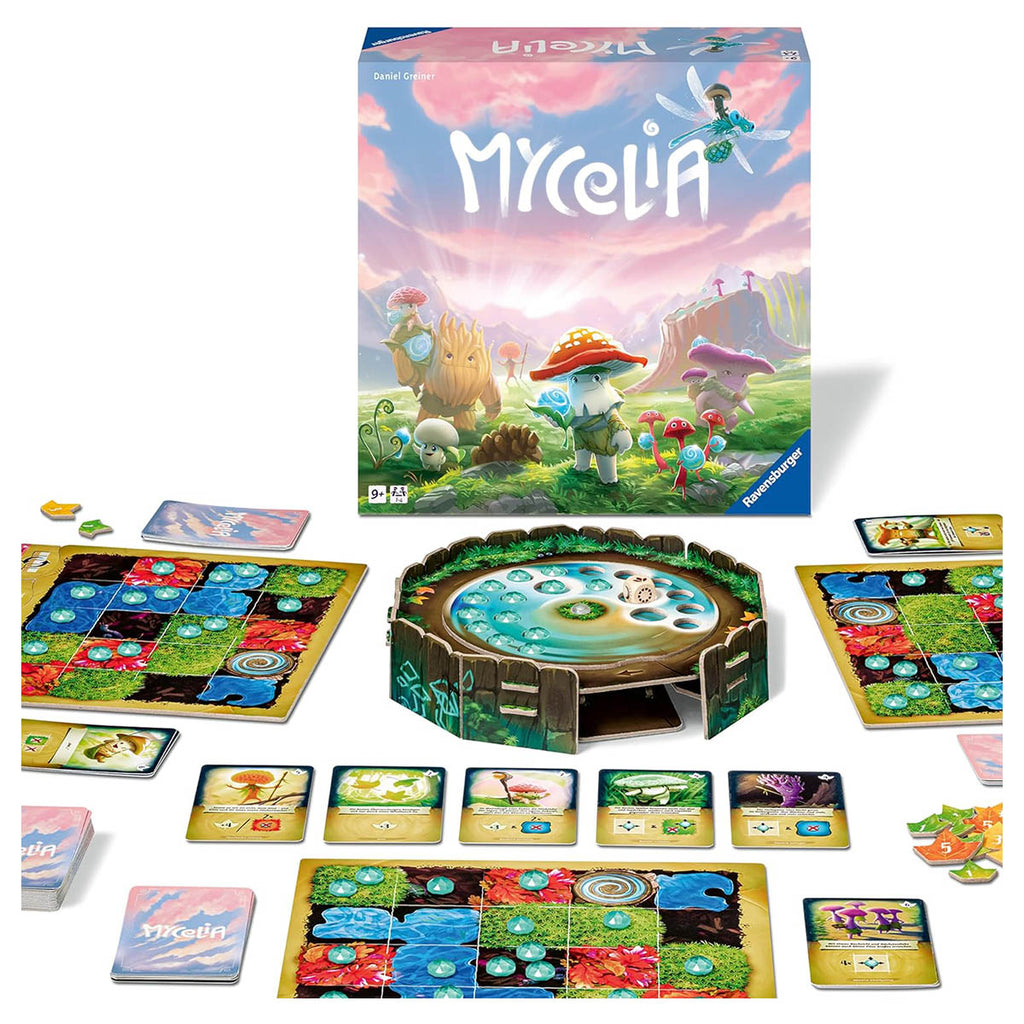 Mycelia gameplay forest board cards mushrooms setup