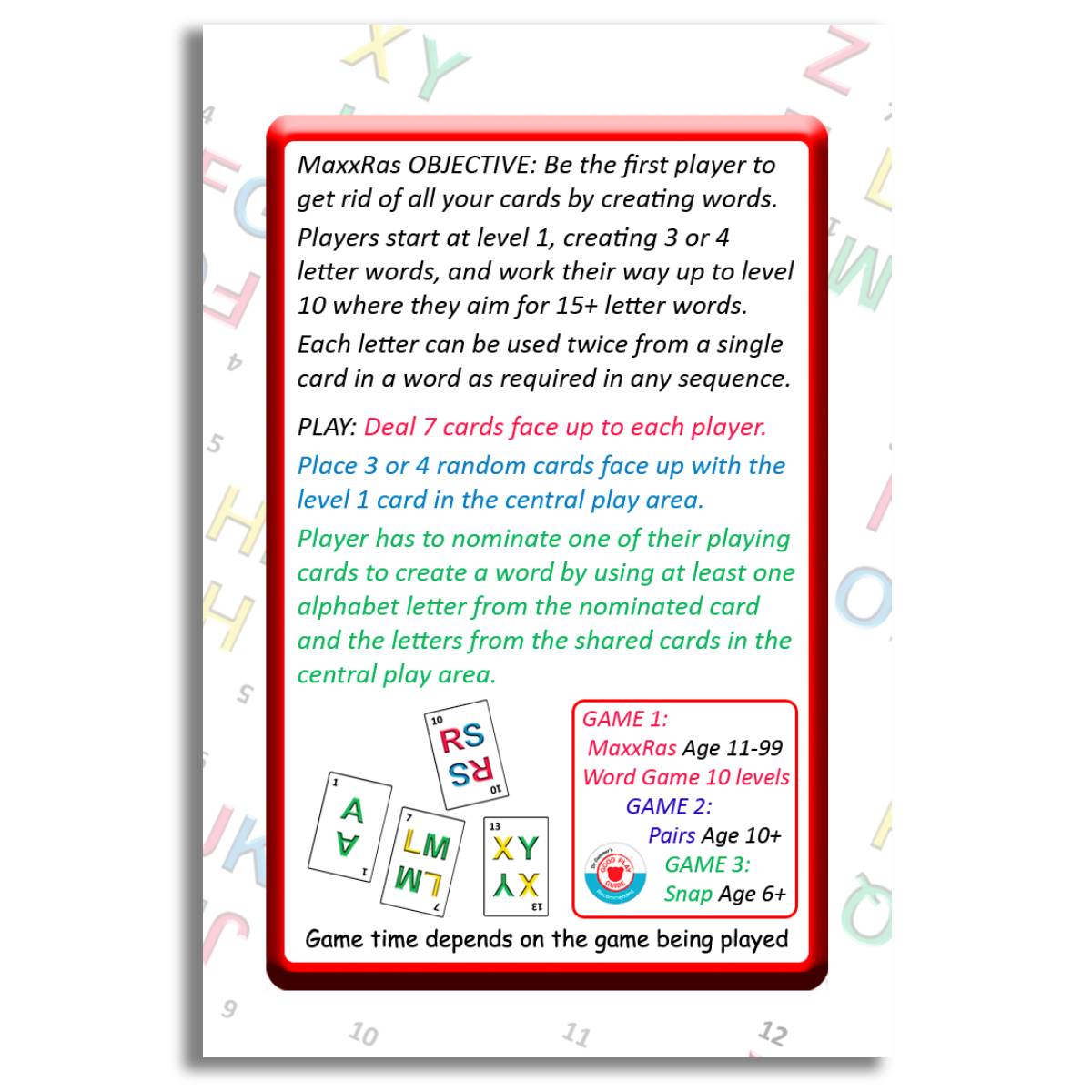 Alphabet Runner - MaxxRas Family Word Card Game