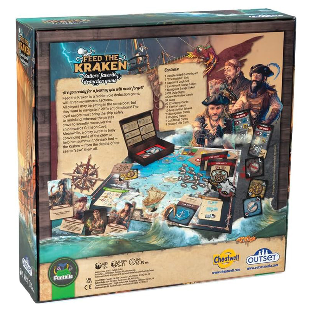 Feed The Kraken board game back of box hidden role deduction game UK