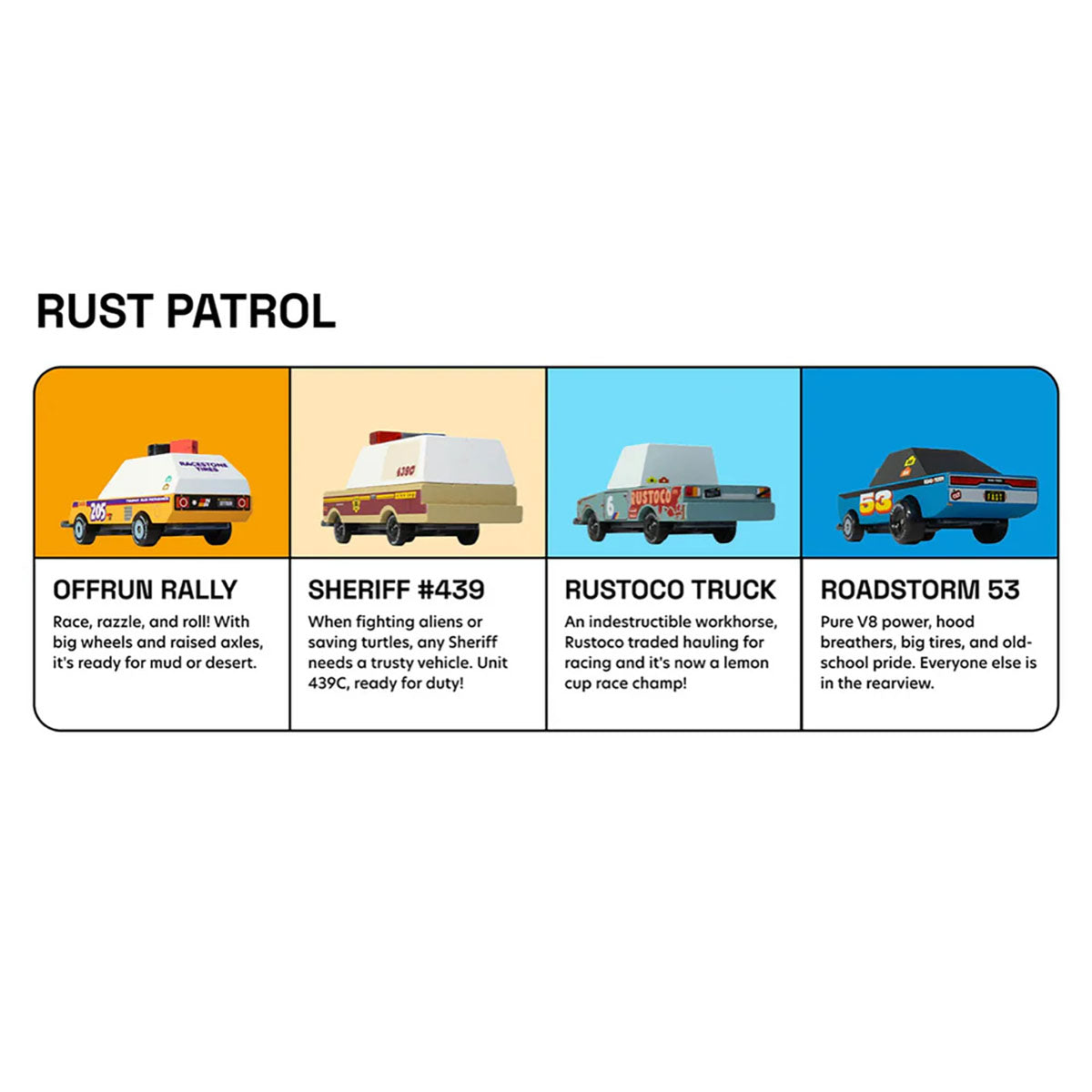 CandyCar Toon Race Car: Rust Patrol 4 Pack