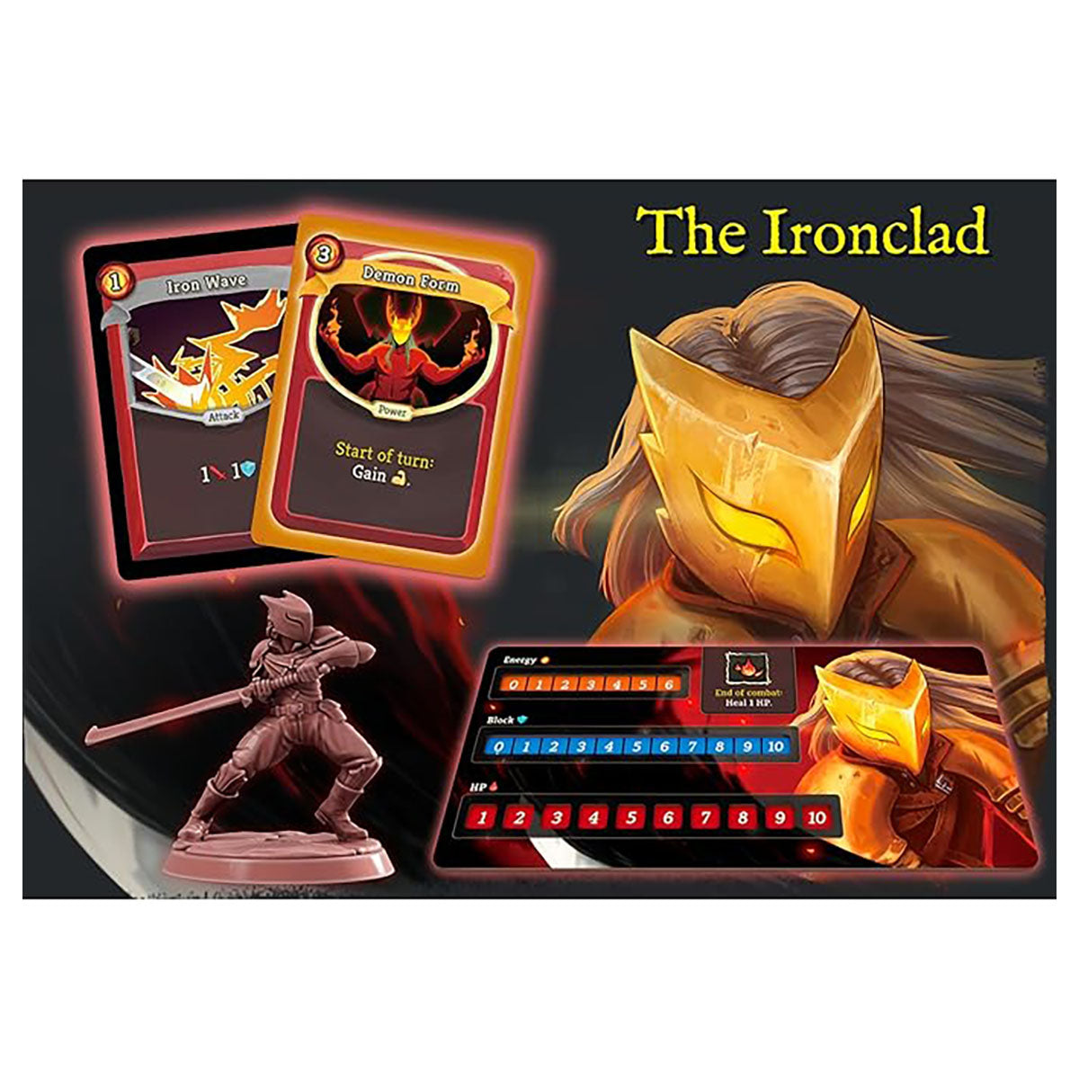 Slay The Spire board game cards, minis and relic tokens