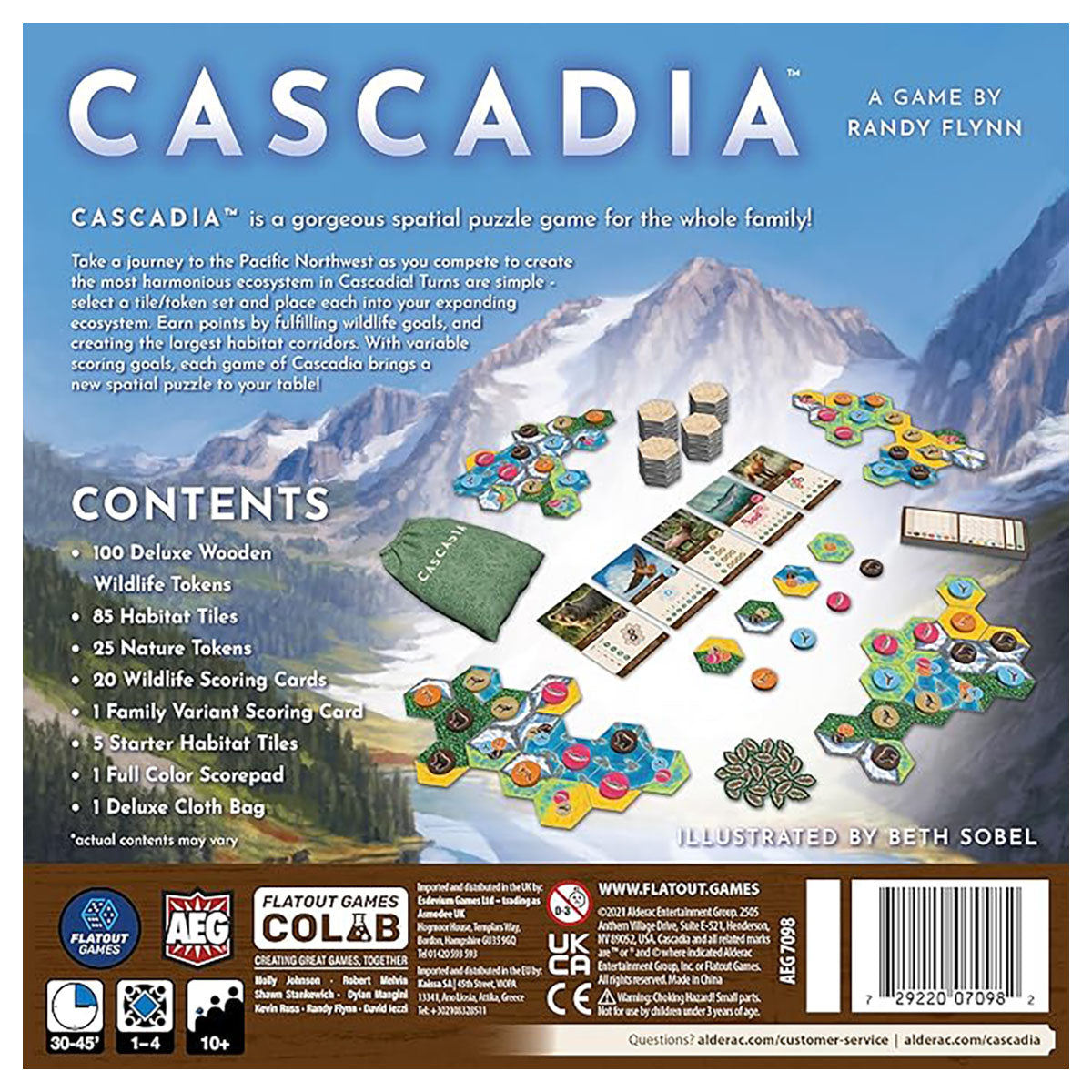 Cascadia board game box back