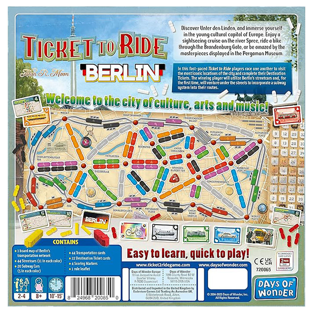 Ticket To Ride: Berlin board game box back