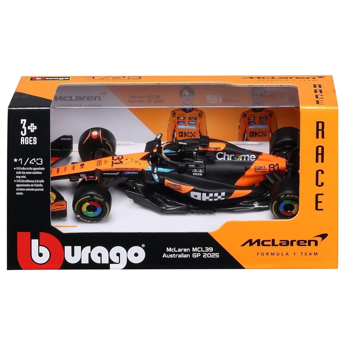 Bburago Mclaren MCL39 Australian GP 2025 Piastri 1:43 F1 Race Car