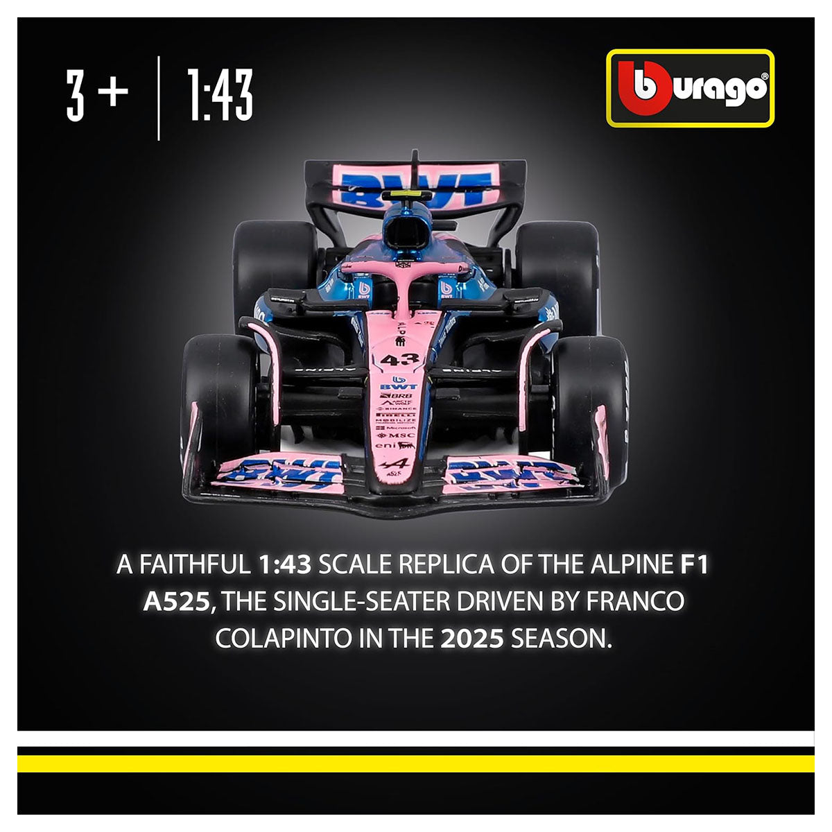 Bburago BWT Alpine A525 2025 Colapinto 1:43 F1 Race Car