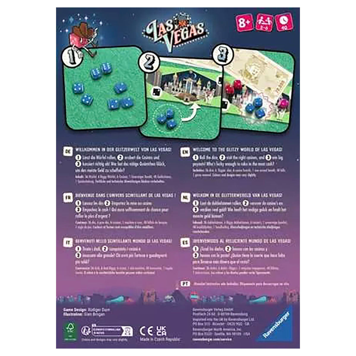 Las Vegas Party Game board game Ravensburger dice game box back