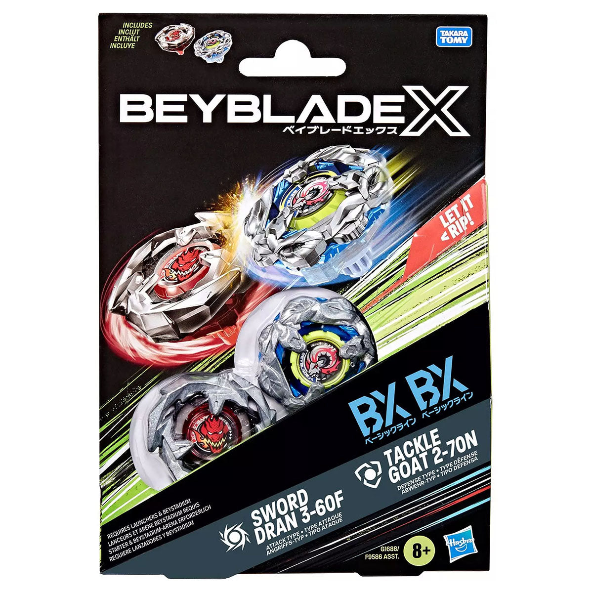 Beyblade X Sword Dran 3-60F Attack Type & Tackle Goat 2-70N Defence Type Dual Pack