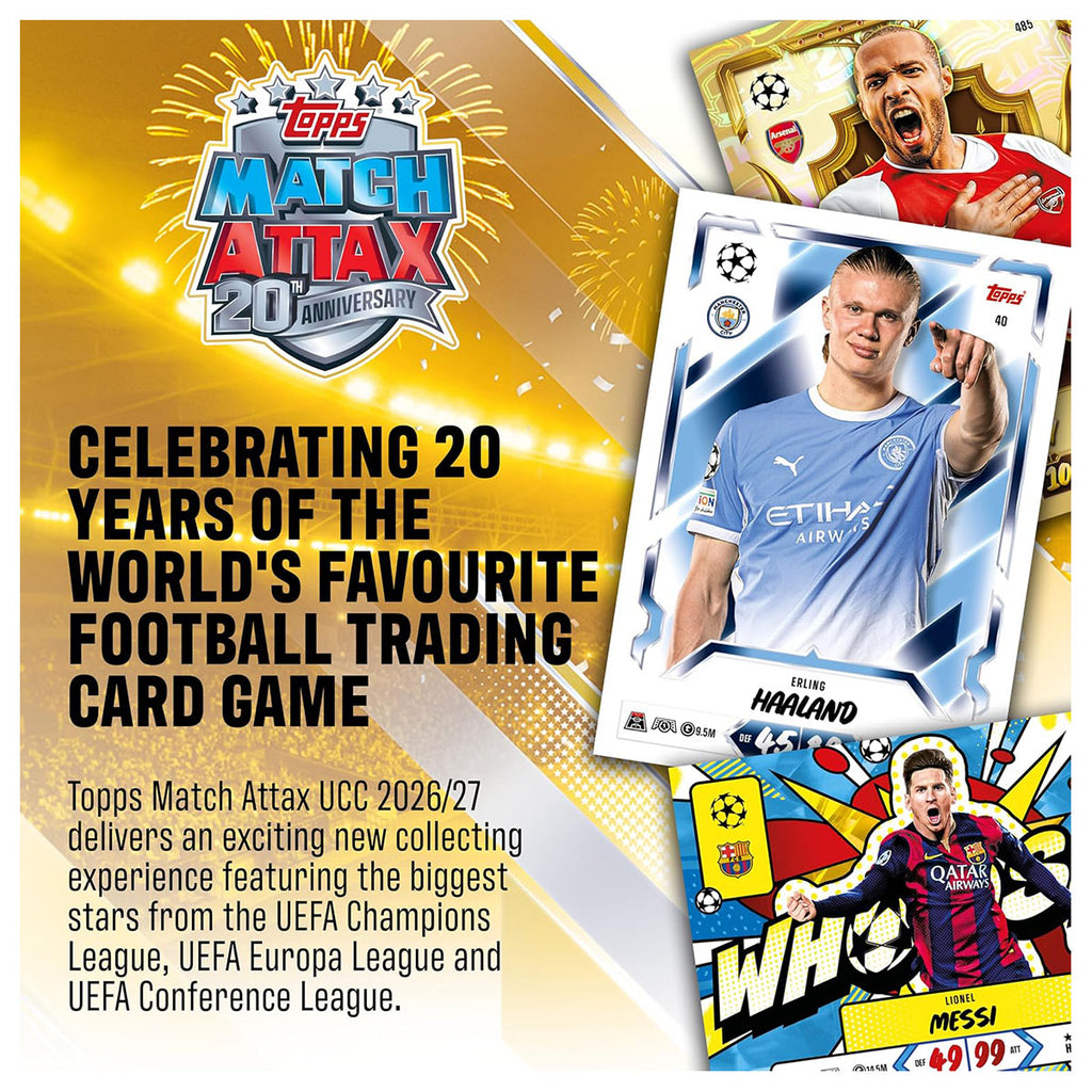 Topps Match Attax 20th Anniversary Trading Card Game UCC 2026/27 Chart Toppers Mega Tin #1