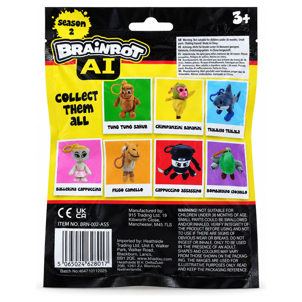 Brainrot AI Season 2 Collectible Plush Bag Clips (styles vary)