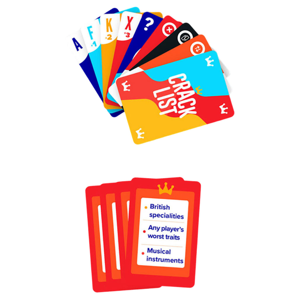 Crack List gameplay cards fast word trivia game setup