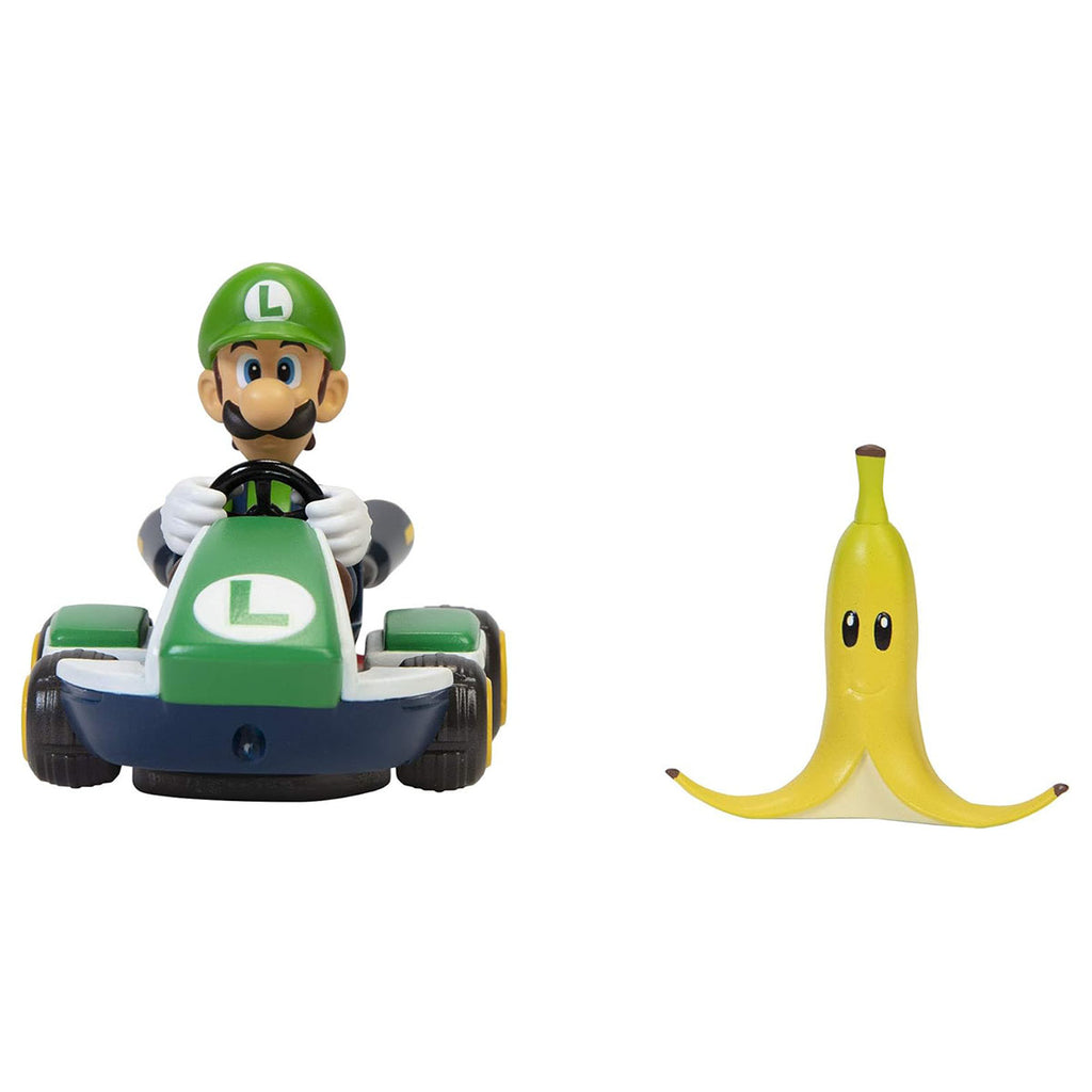 Spin Out Luigi Kart with Banana Super Mario