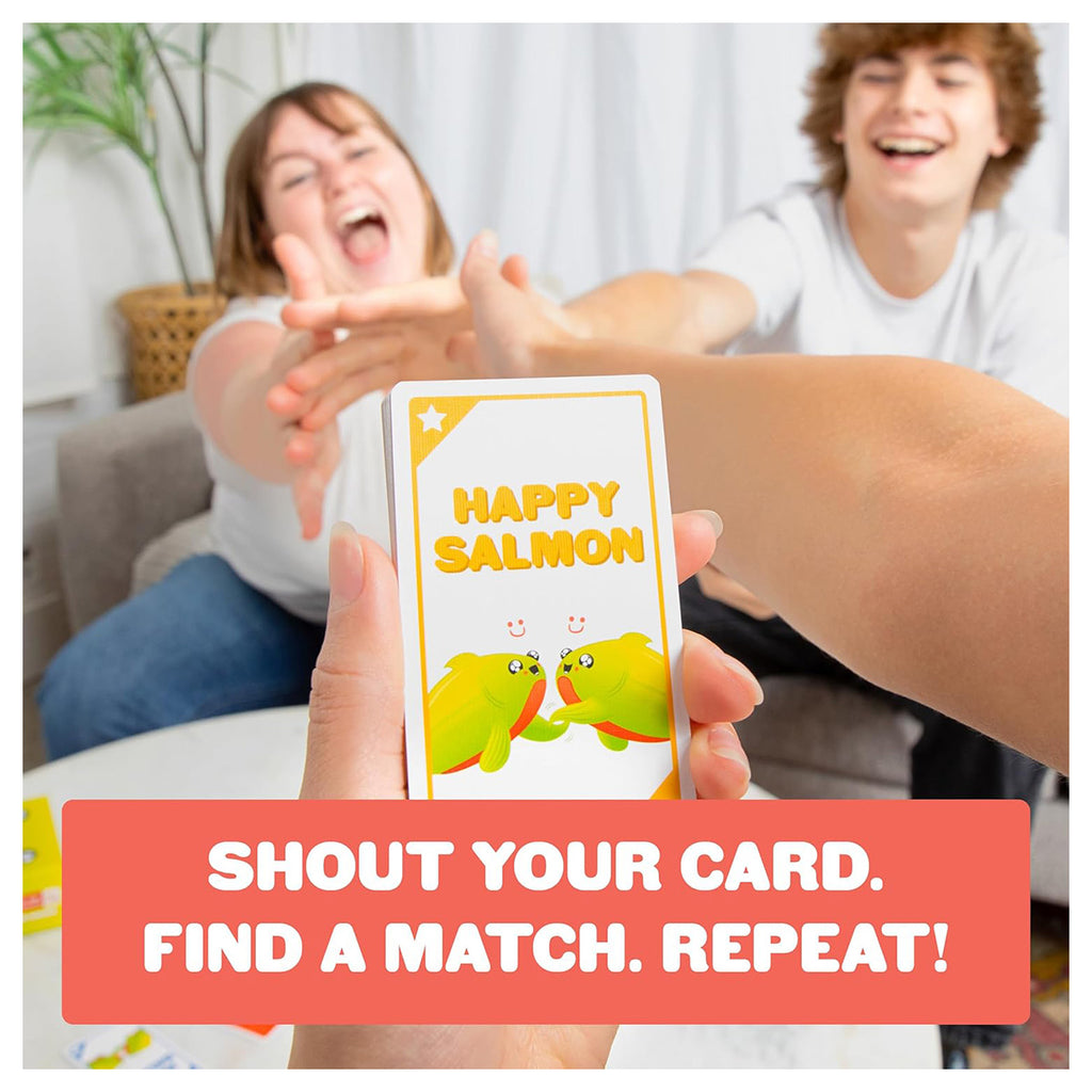 Happy Salmon action cards matching fast paced group game