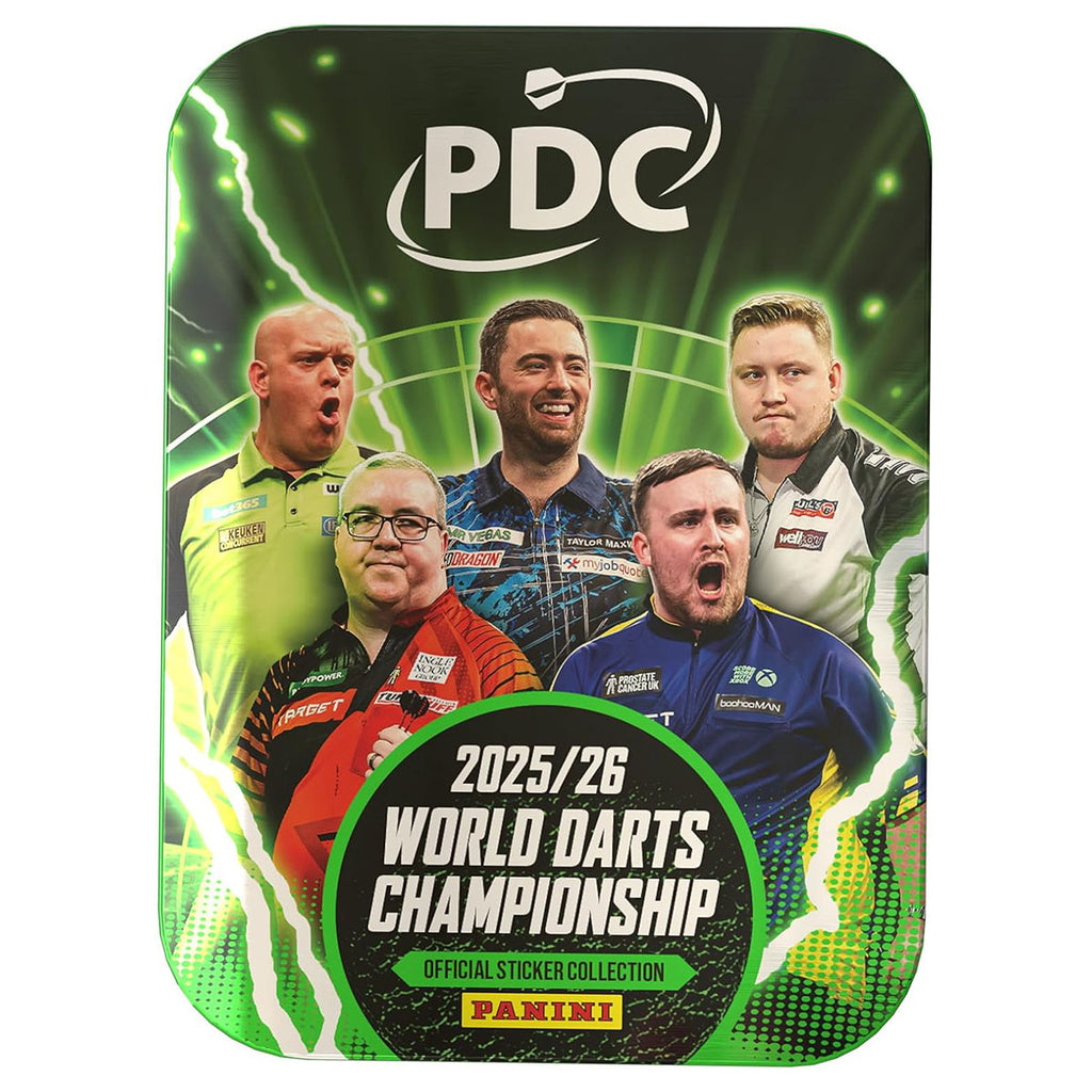 PDC 2026 collectible stickers in tin