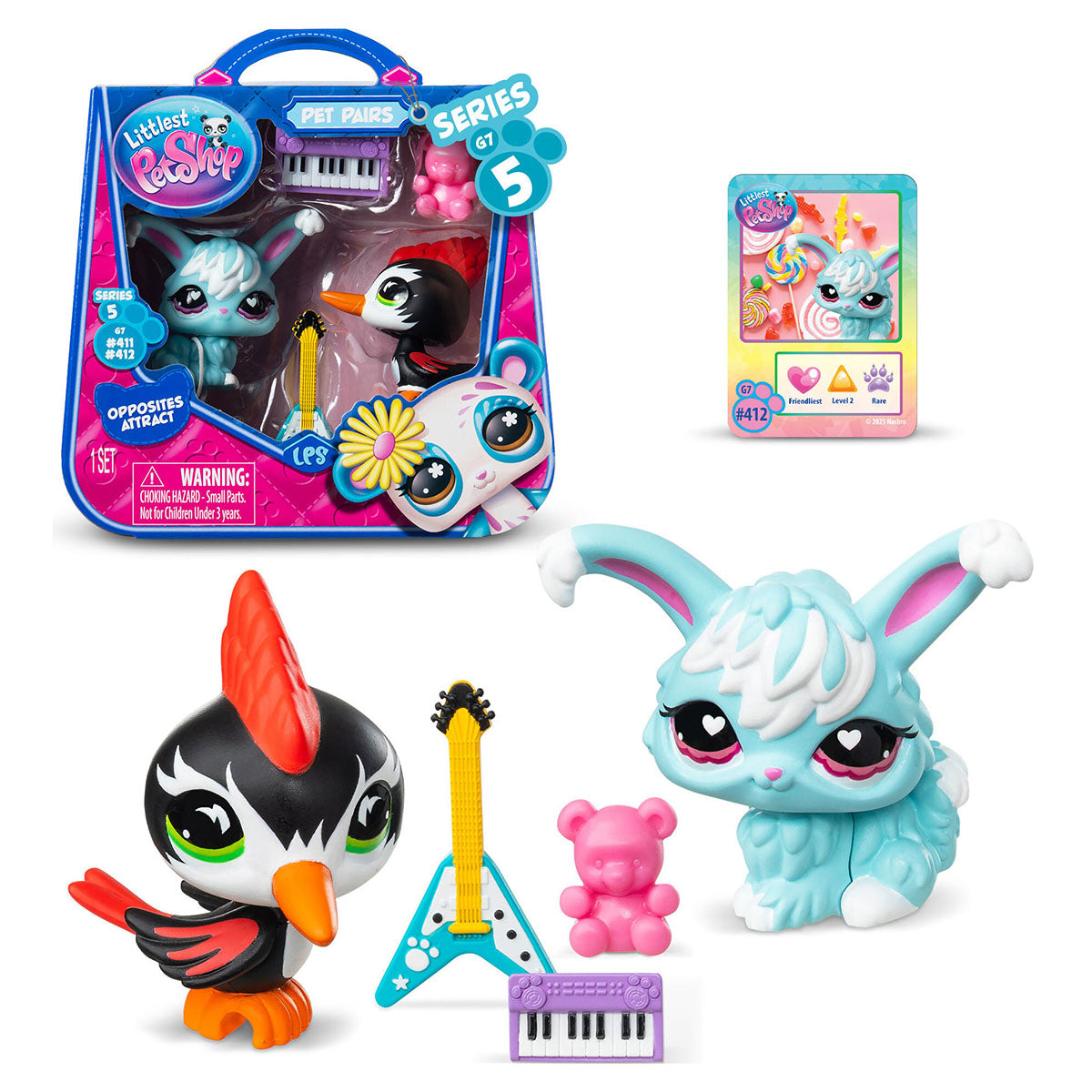 Littlest Pet Shop G7 Series 5 Pet Pairs, Rabbit & Woodpecker Set G7 Figures
