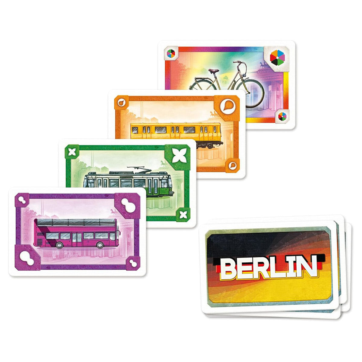 Ticket To Ride: Berlin game components with train cards and tickets