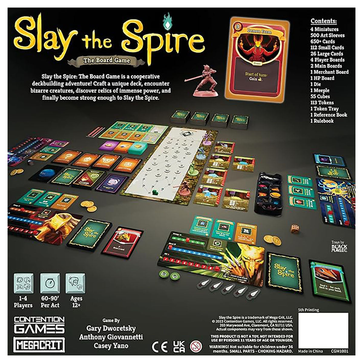Slay The Spire board game cards, minis and relic tokens