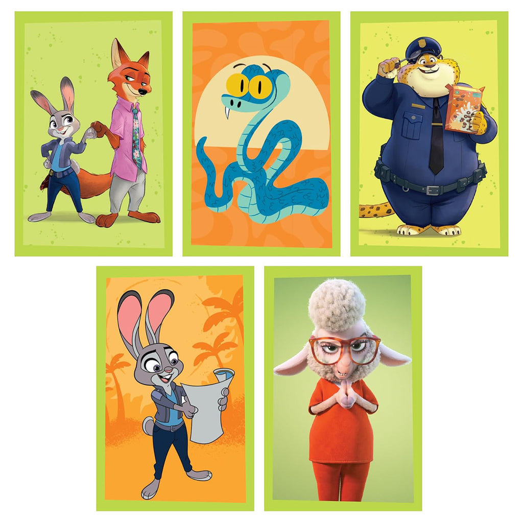 Disney characters and foil stickers close-up