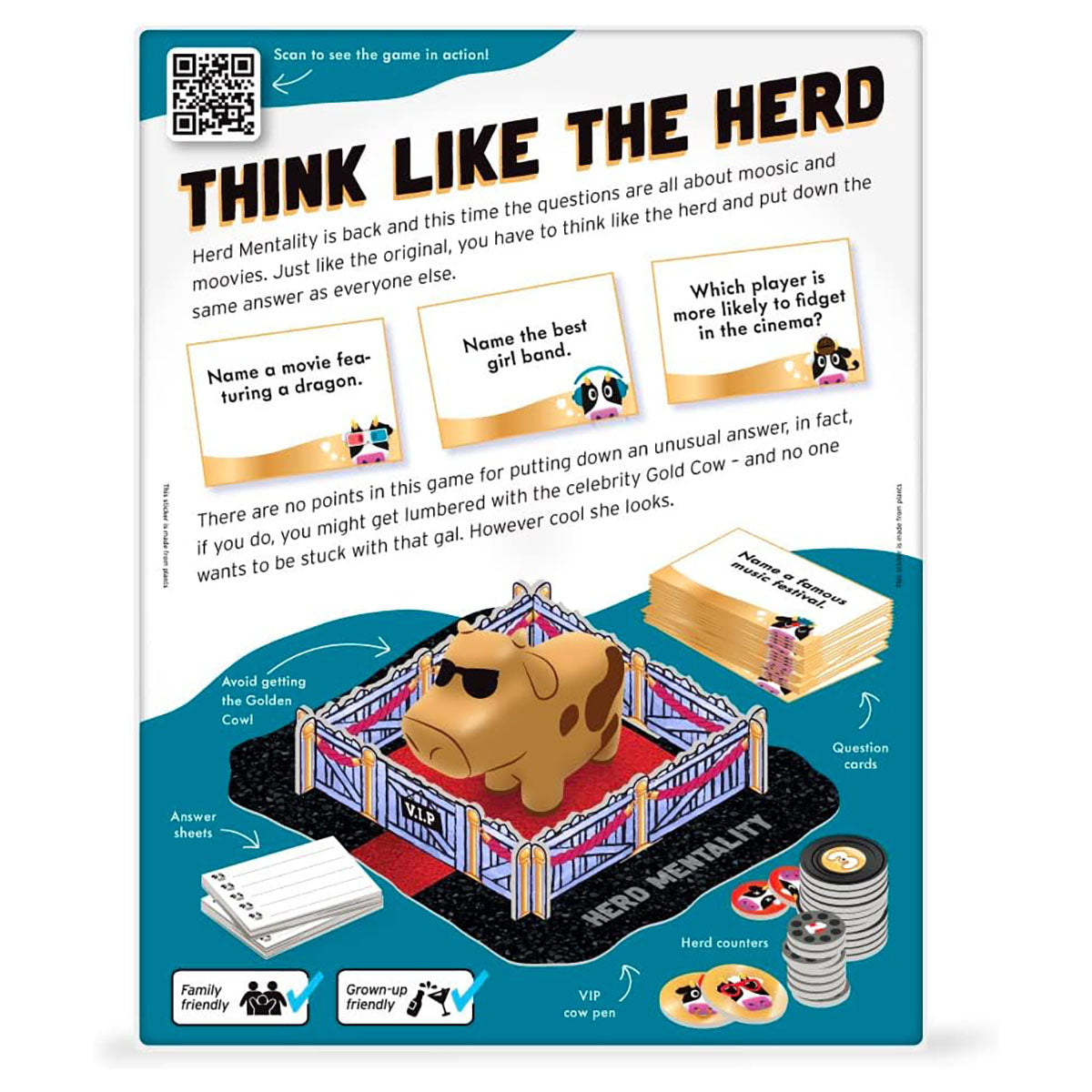 Herd Moosic and Moovies board game components set
