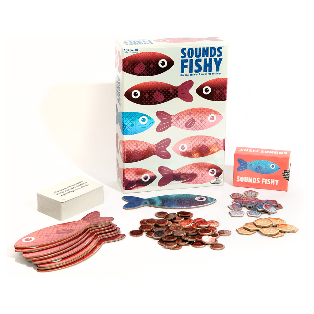 Sounds Fishy gameplay cards truth or lie party game setup