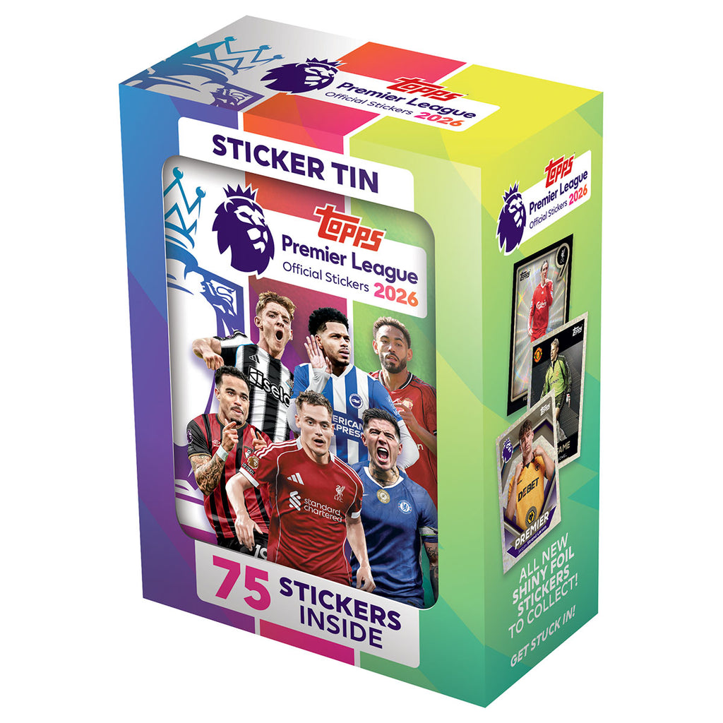 Topps Premier League 2026 stickers tin with packs