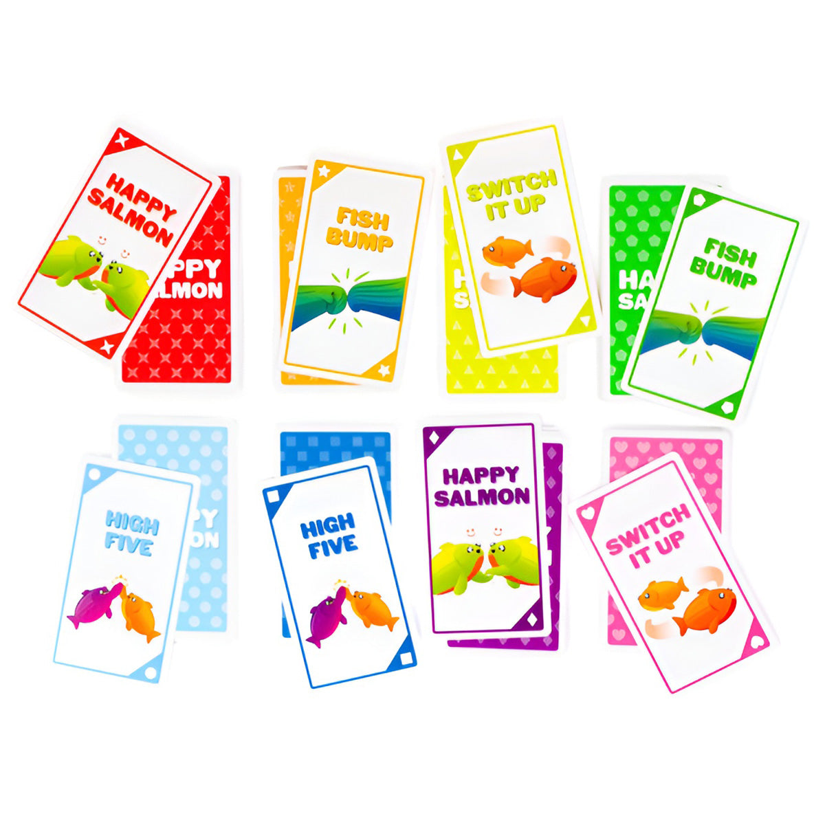 Happy Salmon gameplay fast reaction high five card game setup