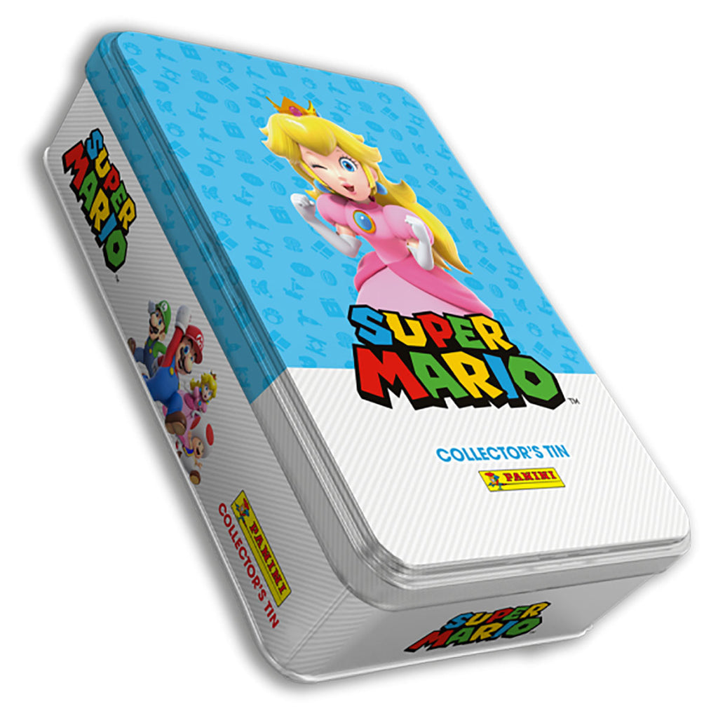 Panini Super Mario “It’s-a Me Mario!” Collector Tin Light Blue Peach front