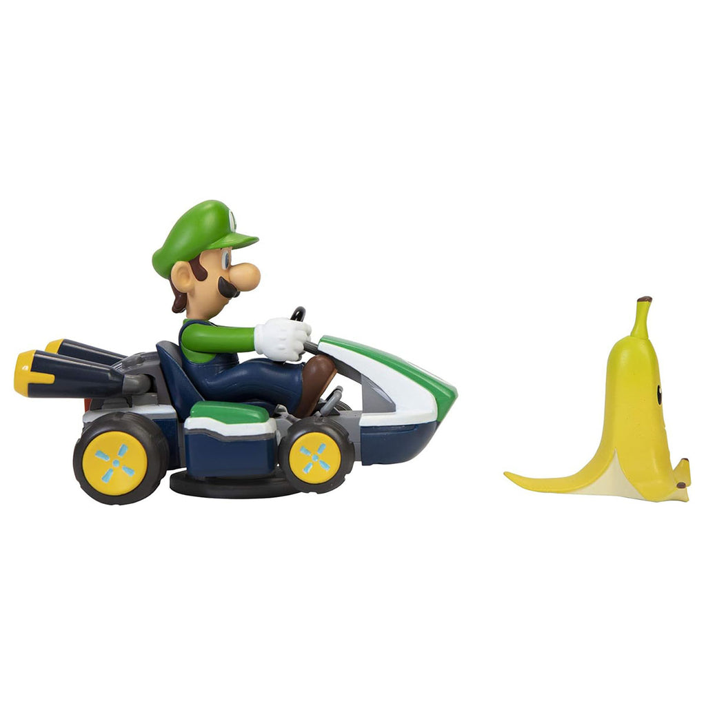 Spin Out Luigi Kart with Banana Super Mario