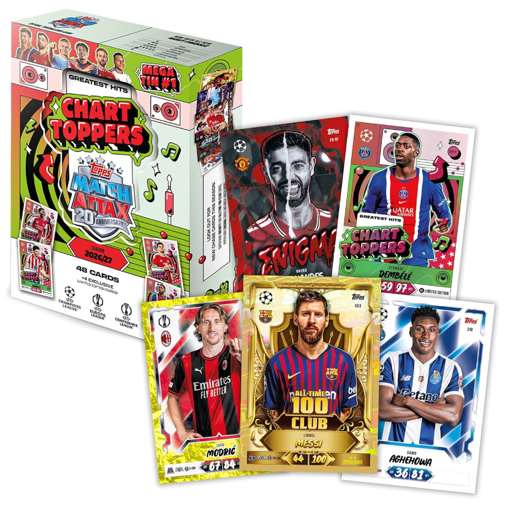 Topps Match Attax 20th Anniversary Trading Card Game UCC 2026/27 Chart Toppers Mega Tin #1