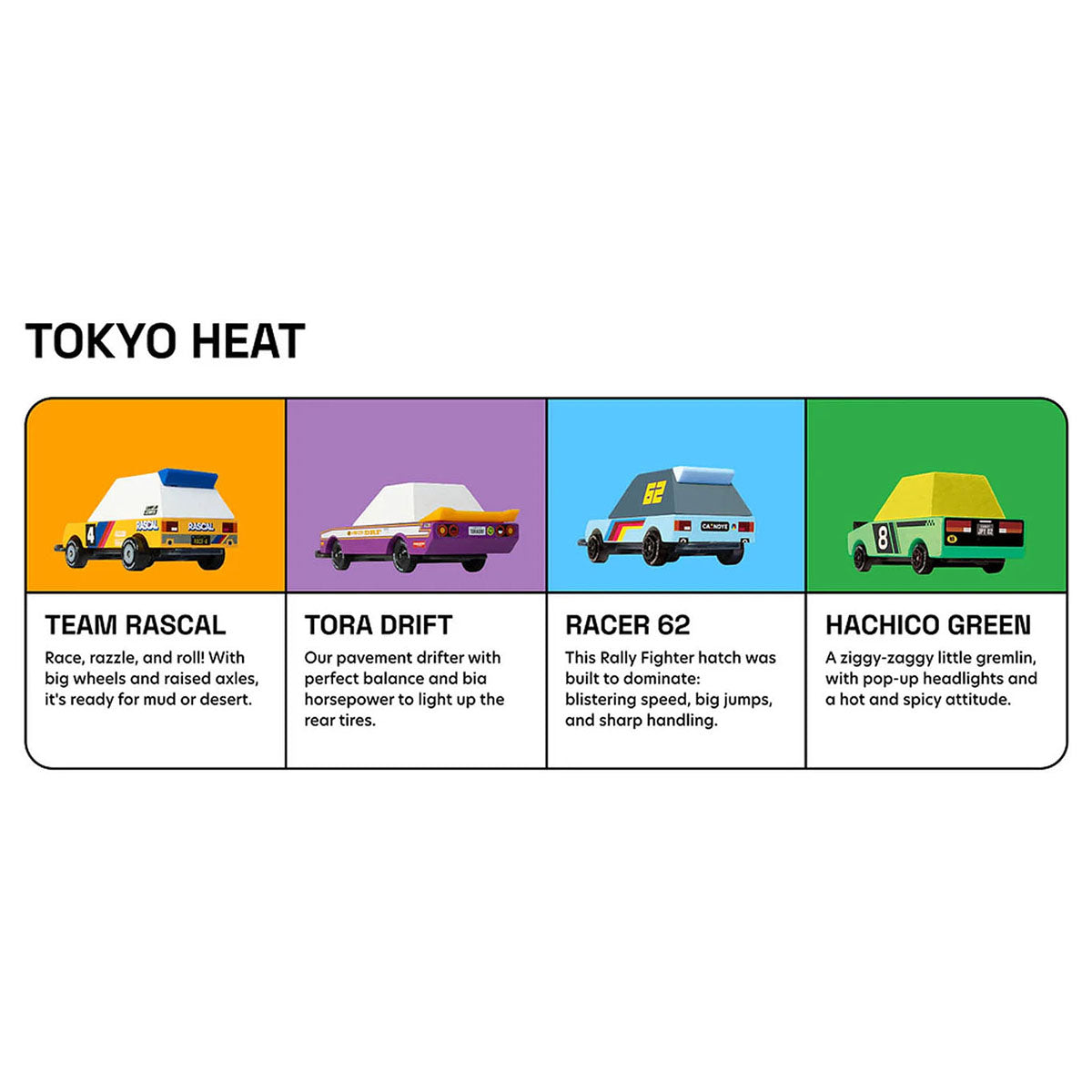 CandyCar Toon Race Cars - Tokyo Heat 4 Pack