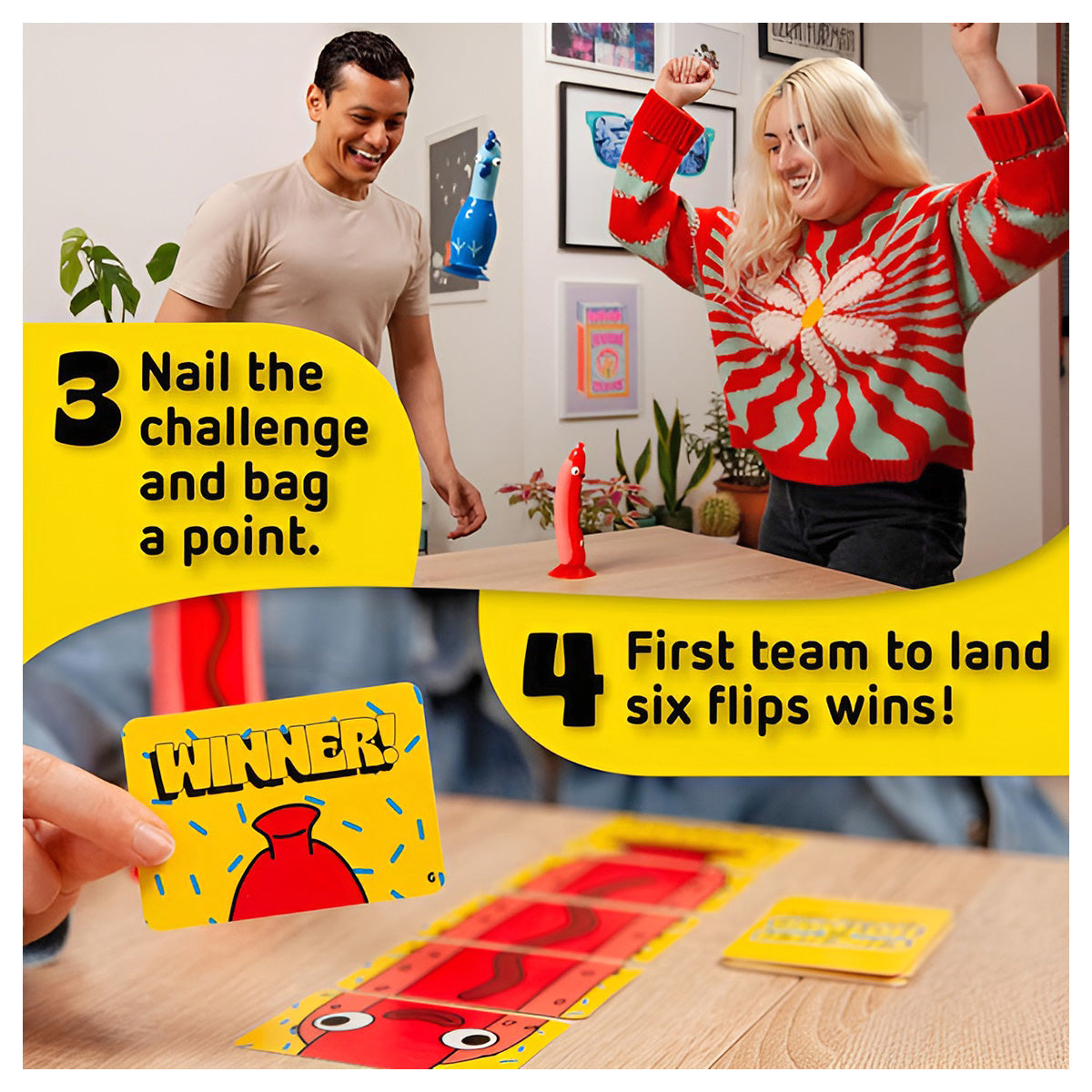 Chicken vs Hotdog head to head board game setup