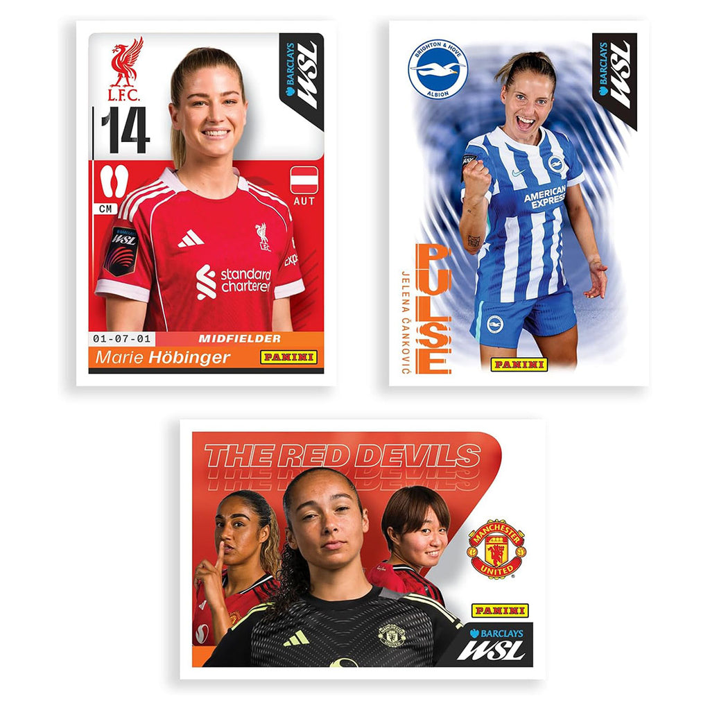 Panini WSL player and foil stickers close-up