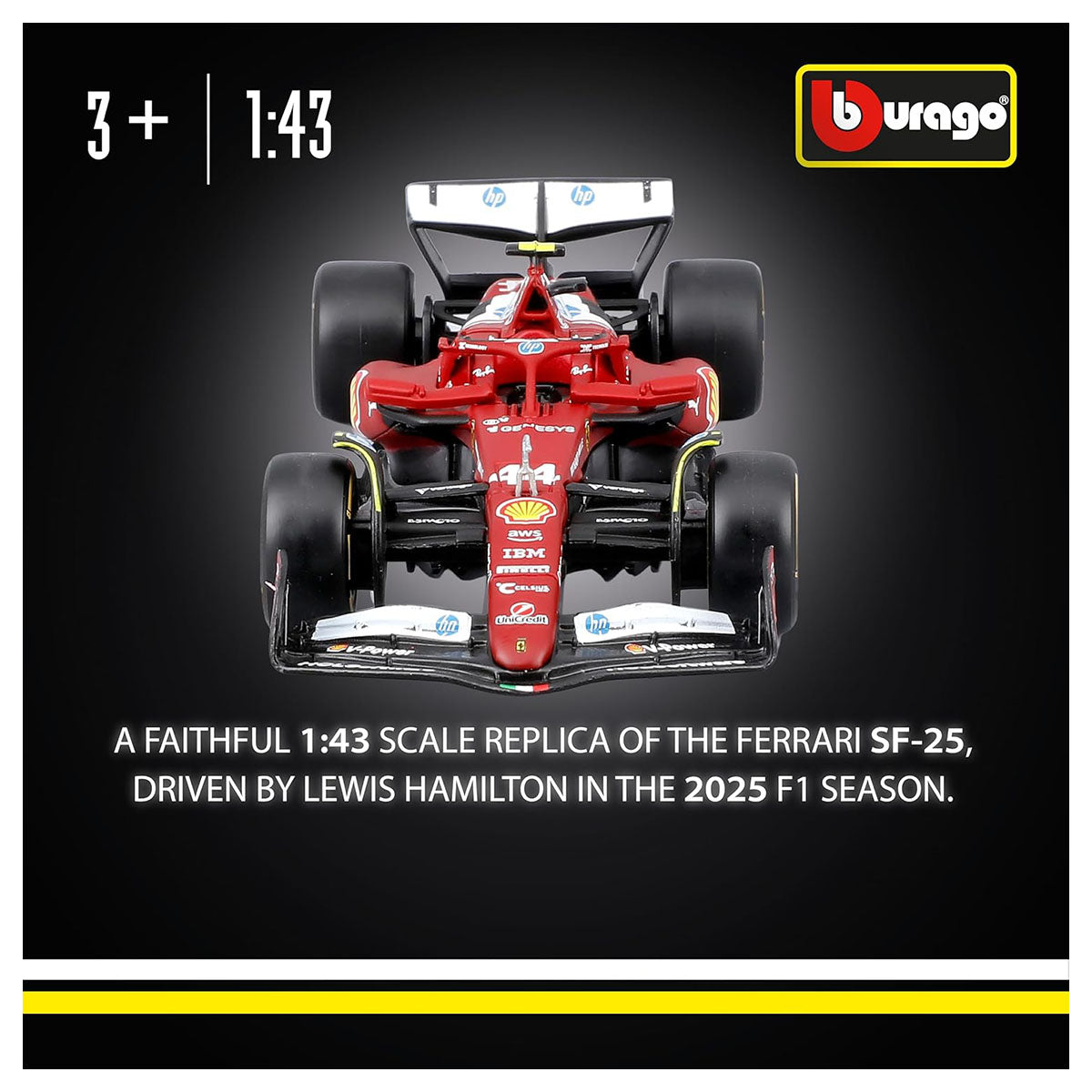 Bburago Ferrari SF-25 2025 Lewis Hamilton 1:43 F1 Race Car