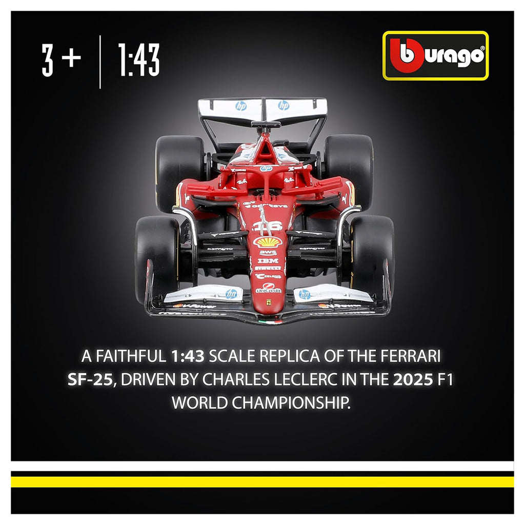 Bburago Ferrari SF-25 2025 Charles Leclerc 1:43 F1 Race Car