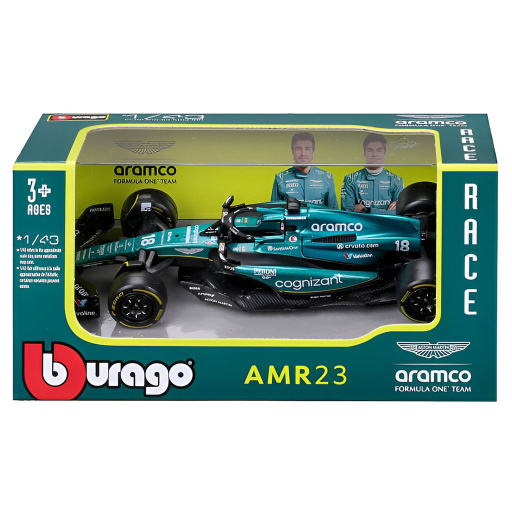 Bburago Aramco F1 Aston Martin AMR23 Lance Stroll !:43 Race Car
