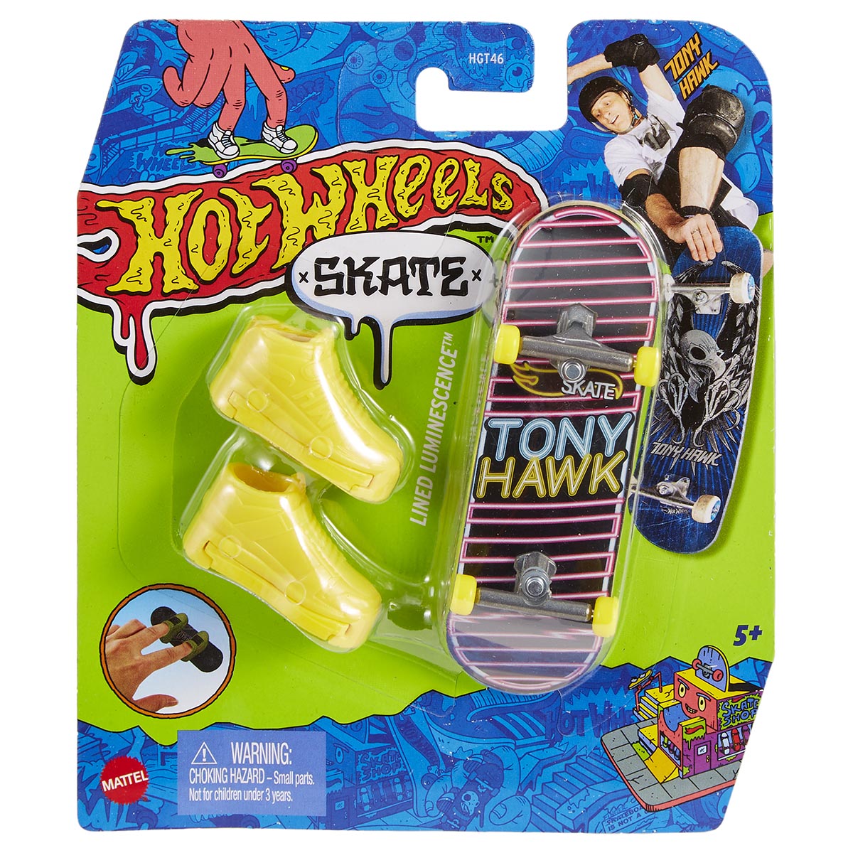 Lined Luminescence Hot Wheels Skate Fingerboard (Gnarly Neon 3/3)
