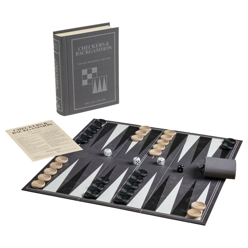 Checkers & Backgammon Vintage Bookshelf Edition