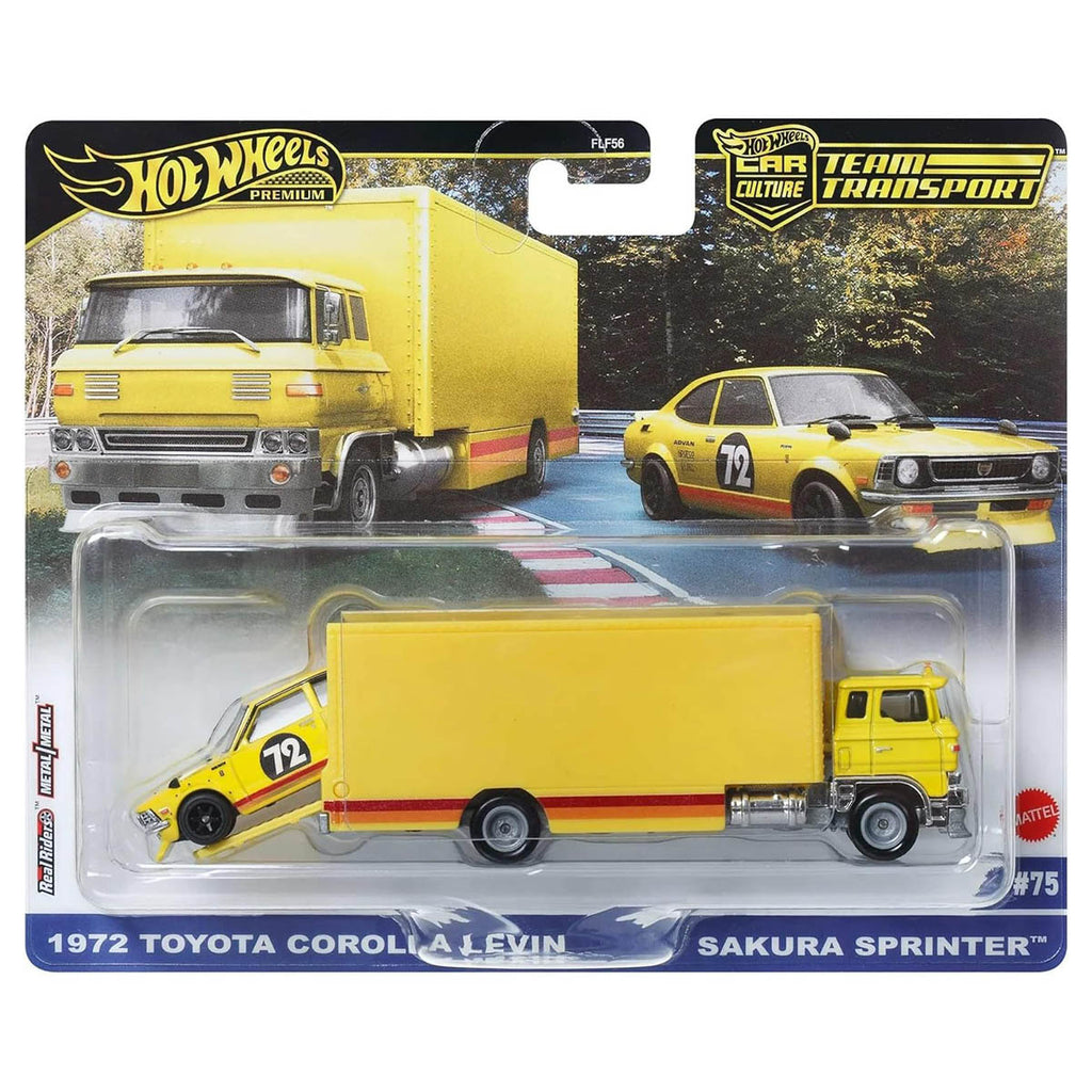 Hot Wheels Car Culture Team Transport: 1972 Toyota Corolla Levin and Sakura Sprinter 1:64 Vehicles