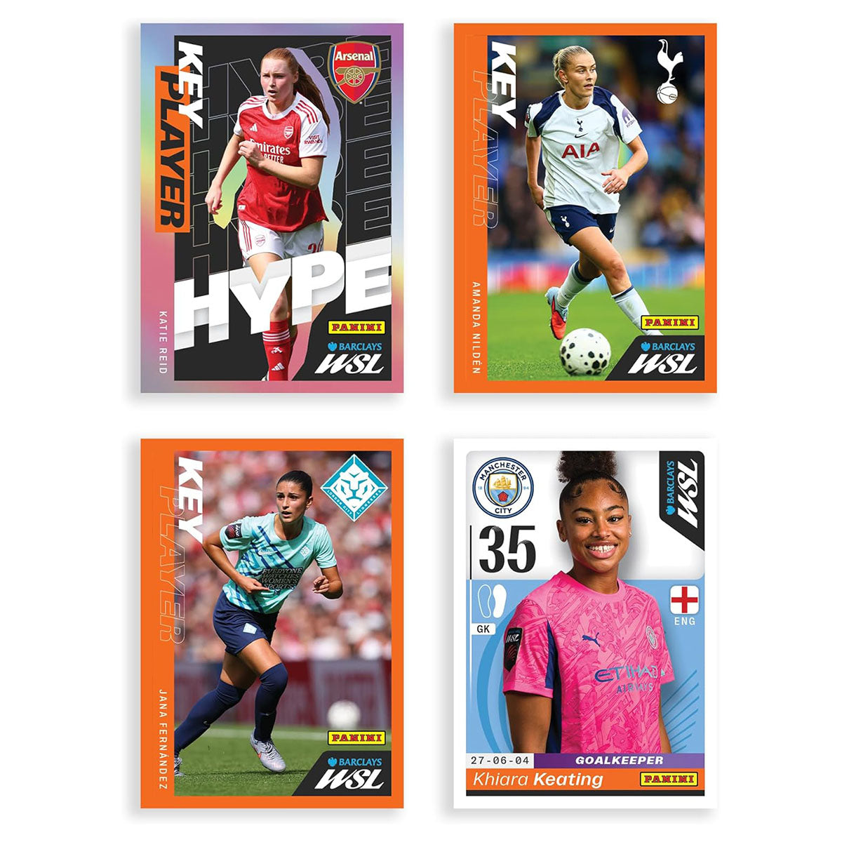 Panini WSL player and foil stickers close-up