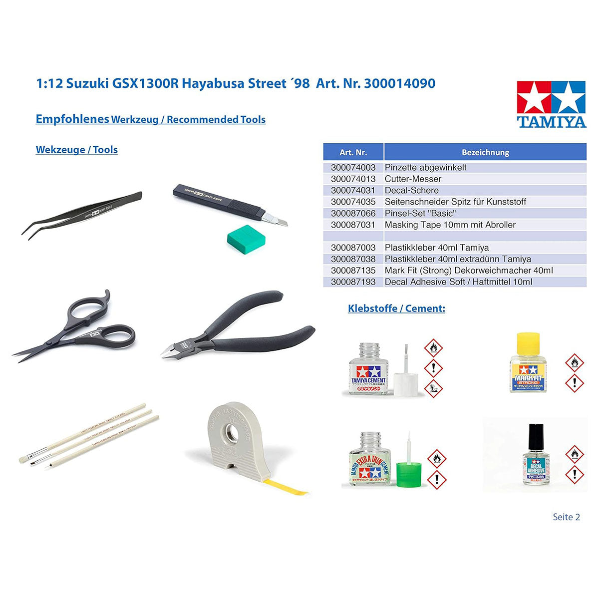 Tamiya Suzuki Hayabusa 1300 GSX1300R Model Motorbike Kit