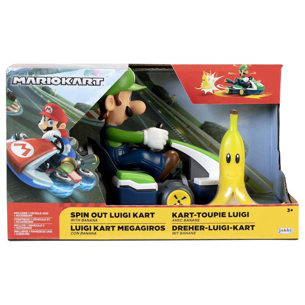 Spin Out Luigi Kart with Banana Super Mario