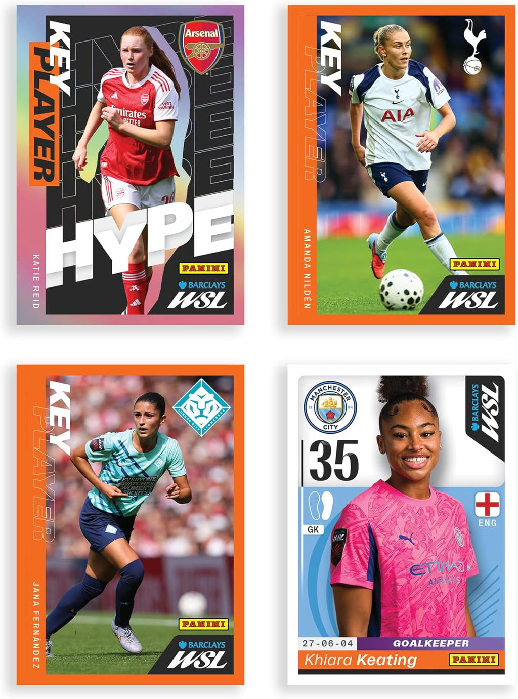 Panini WSL 2025/26 sticker collection examples
