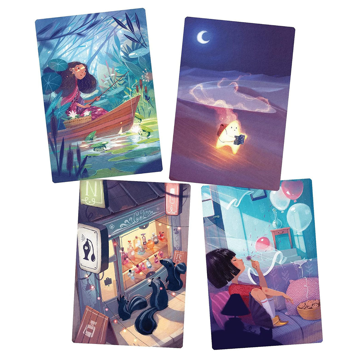 Stella gameplay cards abstract artwork guessing game setup