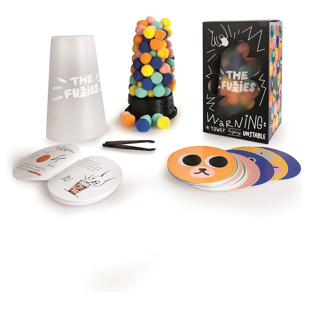 The Fuzzies tabletop dexterity game overview components
