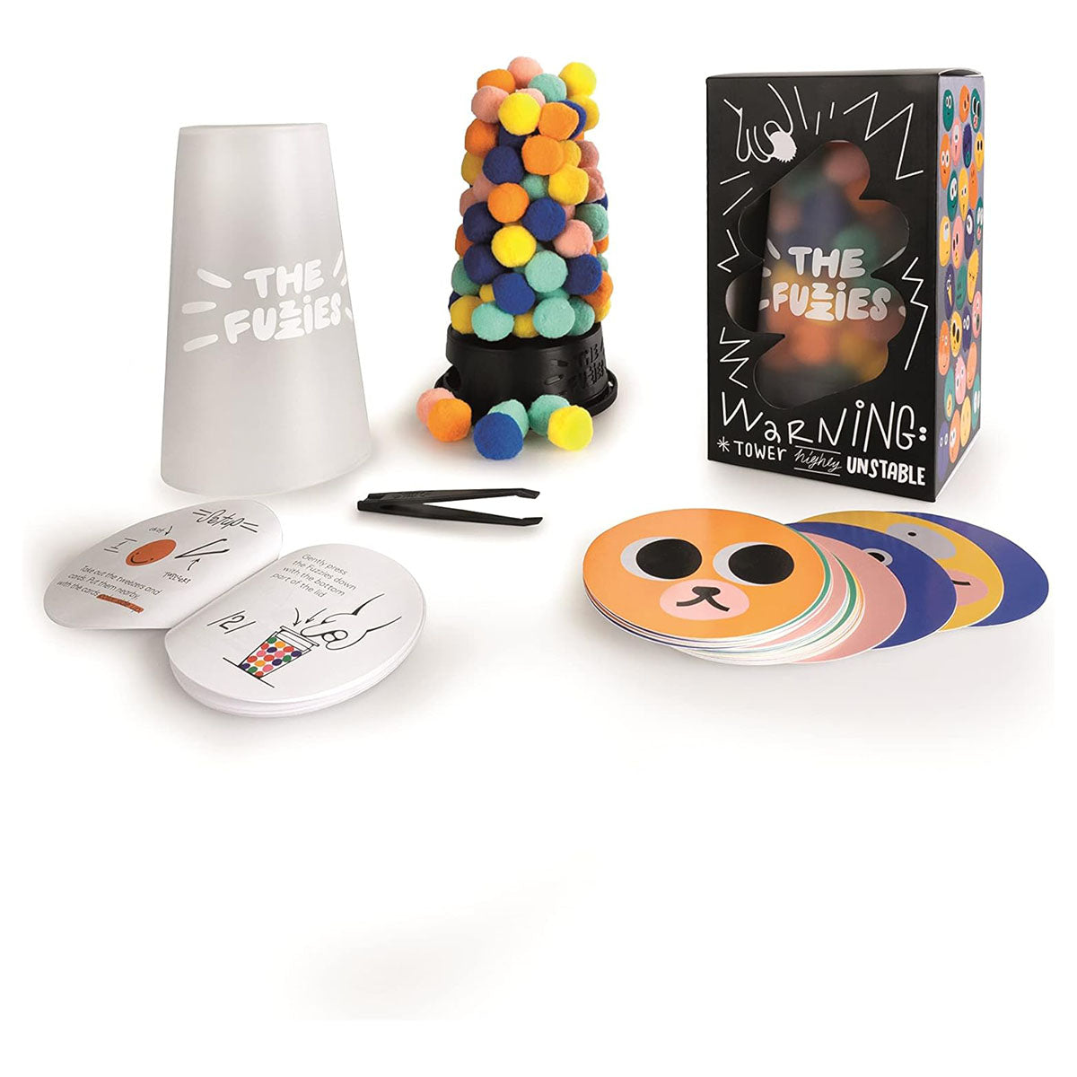 The Fuzzies tabletop dexterity game overview components